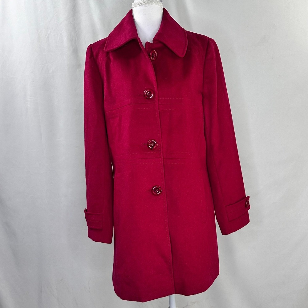 Forecaster of Boston 6 Wool Blend Coat Red Classic Dark Academia Winter Vintage